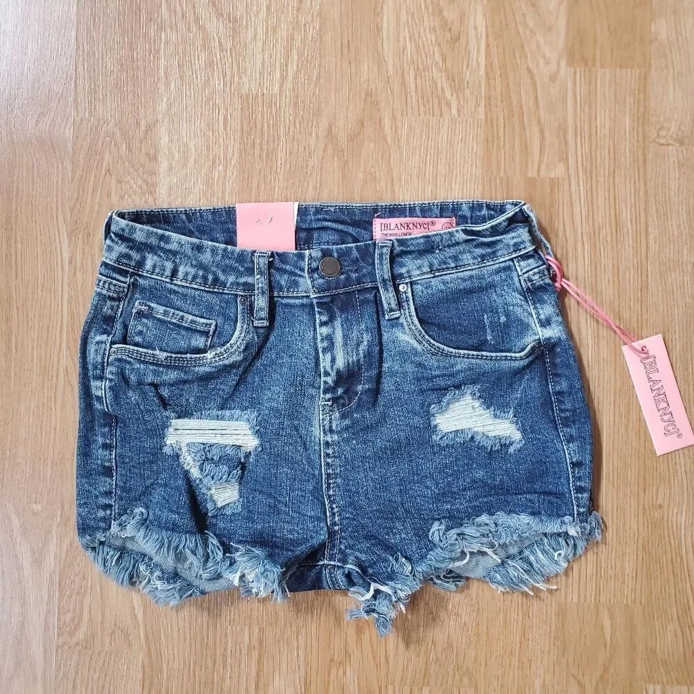 Blank NYC Girls Blue Distressed Denim Shorts